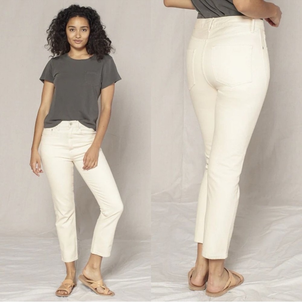 NWT Outerknown Dune High Rise Slim Fit Jeans cream white